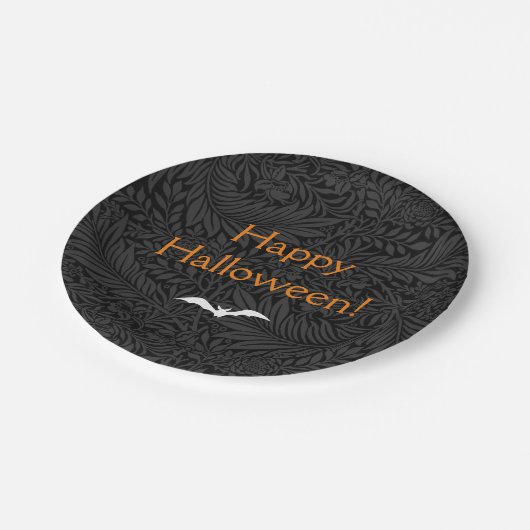 Elegant Black Halloween Floral Pappteller (Schrägansicht)