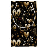 Elegant Black Heart Romance Kleine Geschenktüte (Rückseite)