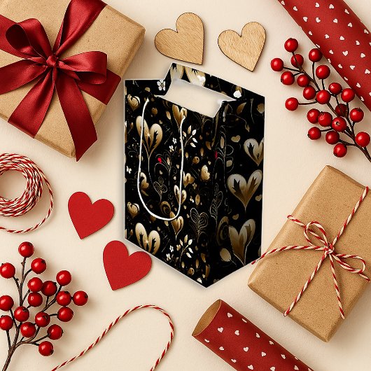 Elegant Black Heart Romance Kleine Geschenktüte