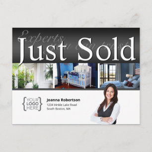 Elegant Black Just sold real estate template Postkarte