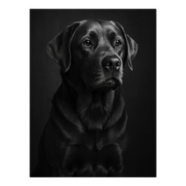 Elegant Black Labrador Portrait - Monochrome Dog Poster