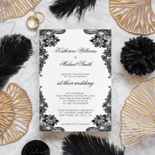 Elegant Black Lace Hochzeit Einladungen