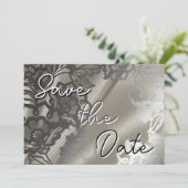 Elegant Black Lace Save The Date (Stehend Vorderseite)