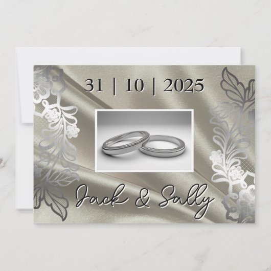 Elegant Black Lace Save The Date (Rückseite)