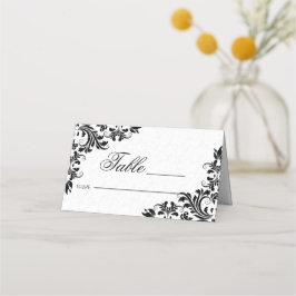 Elegant Black Lace White Damasks Platzkarte