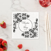 Elegant Black Lace White Damasks Serviette (Beispiel)