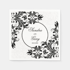 Elegant Black Lace White Damasks Serviette