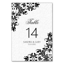 Elegant Black Lace White Damasks Tischnummer