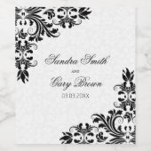 Elegant Black Lace White Damasks Weinetikett (Einzelnes Label)