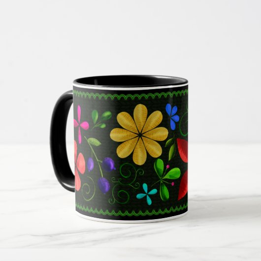 Elegant Black | Lateinamerikanische Folklore Tasse (Vorderseite Links)