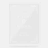 Elegant Black Leaf Wedding Sign Acrylschild (Vorderseite)