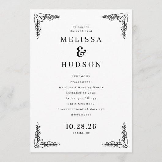 Elegant Black Leafy Branches Programm (Vorderseite)