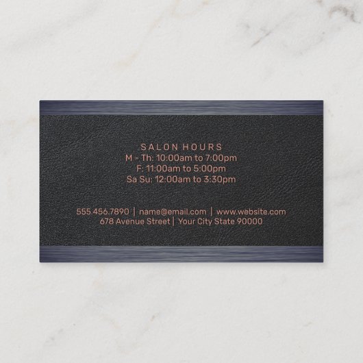 Elegant Black Leather | Dark Texture Trimm Visitenkarte (Rückseite)