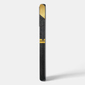 Elegant black leather gold monogram custom name Case-Mate iPhone hülle (Rückseite / Links)