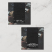 Elegant Black Leather | Makeup Brushes Quadratische Visitenkarte (Vorne/Hinten)