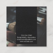 Elegant Black Leather | Makeup Brushes Quadratische Visitenkarte (Rückseite)