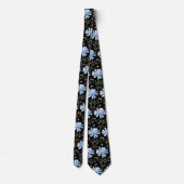 Elegant Black Light Blue Wildblumen Neck Tie Krawatte (Rückseite)
