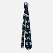 Elegant Black Light Blue Wildblumen Neck Tie Krawatte (Rückseite)