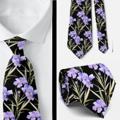 Elegant Black Light Blue Wildblumen Neck Tie Krawatte