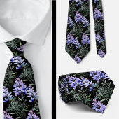Elegant Black Light Blue Wildblumen Neck Tie Krawatte