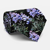 Elegant Black Light Blue Wildblumen Neck Tie Krawatte (Gerollt)