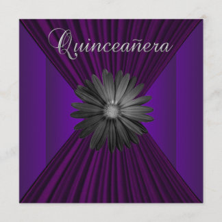 Elegant Black Lila Daisy Quinceanera Einladungen