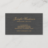 Elegant Black Linen Fabric Gold Frame Professional Visitenkarte (Rückseite)