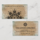 Elegant Black Lotus Mandala Wood Yoga Instructor Visitenkarte (Vorne/Hinten)
