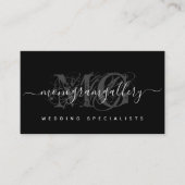 Elegant Black Luxe Glam Script Monogram Visitenkarte (Vorderseite)