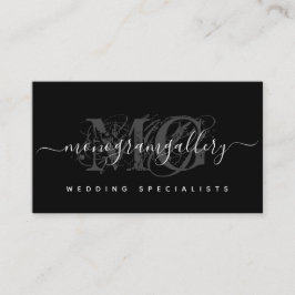 Elegant Black Luxe Glam Script Monogram Visitenkarte