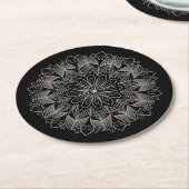 Elegant Black Mandala Boho Chic Indian Wedding Runder Pappuntersetzer (Angewinkelt)