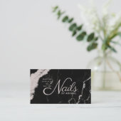Elegant Black Marble Greige Nails nach "Name" Visitenkarte (Stehend Vorderseite)