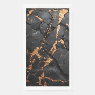 Elegant Black Marble with Gold Veins Modern Art Serviette