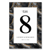 Elegant Black Marbled Number Eight Tischnummer (Rückseite)