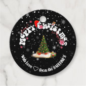 Elegant Black Merry Christmas Graffiti Runde Geschenkanhänger (Vorderseite)