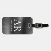 Elegant Black Metal Monogram 2 Initial Gepäckanhänger (Vorderseite horizontal)