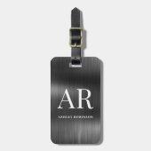 Elegant Black Metal Monogram 2 Initial Gepäckanhänger (Vorderseite vertikal)