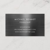 Elegant Black Metallic Monogram Consultant Visitenkarte (Rückseite)