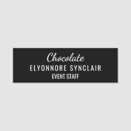 Elegant Black Minimal Chocolate Event Staff  Namensschild