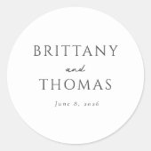 Elegant Black Minimalist Calligraphy Runder Aufkleber (Vorderseite)