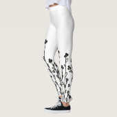 Elegant black minimalist doodle floral leggings (Links)