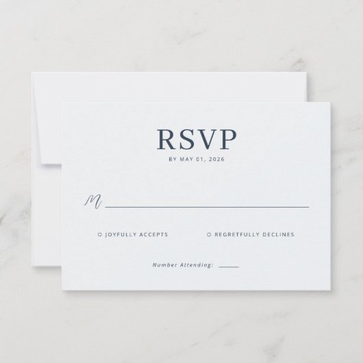 Elegant Black Minimalist RSVP Karte (Vorderseite)