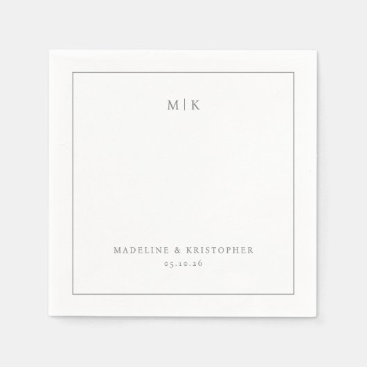 Elegant Black Minimalist Typographic Serviette (Vorderseite)