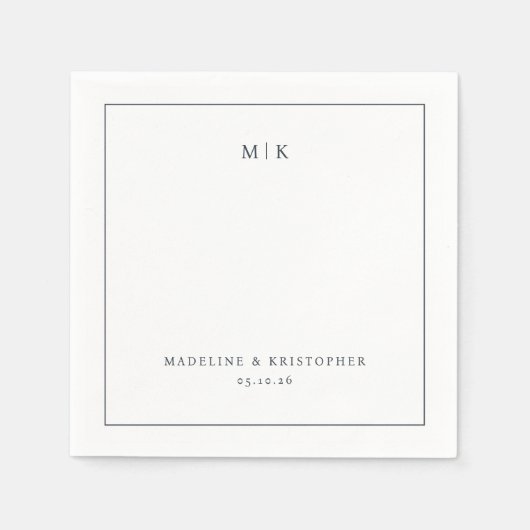 Elegant Black Minimalist Typographic Serviette (Vorderseite)