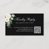 Elegant Black Minimalistisch Floral Wedding RSVP Q Begleitkarte (Vorderseite)