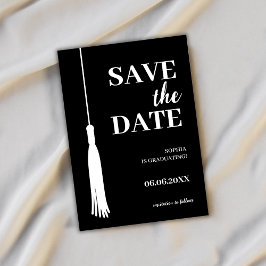Elegant Black Minimalistisch Grad Tassel Abschluss Save The Date