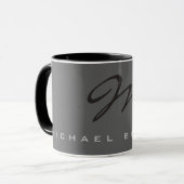 Elegant Black Monogram Gray Tasse (Vorderseite Links)