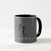 Elegant Black Monogram Gray Tasse (VorderseiteRechts)
