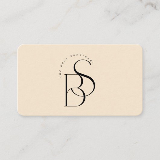 Elegant Black Monogram Initial Script Champagne Visitenkarte (Vorderseite)