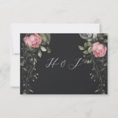 Elegant Black Moody Dark Gothic Wedding RSVP Karte (Rückseite)